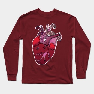 Red Anatomical Heart Long Sleeve T-Shirt